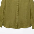 thumbnail image 5 of FRSASU Womens Fall/Winter Shirt Casual Turndown Collar Long Sleeve Linen Button Down Loose Blouse Tops Green XS(XS), 5 of 6