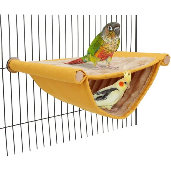 shiyou-Hamster Plush Hammock Bird Hanging Bed Nest for Rat Squirrel Chinchilla Gerbil Guinea Pig Small Parrot Budgie Parakeet Lovebird Canary (M, Yellow)