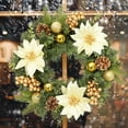 thumbnail image 2 of Lumiparty 16" Christmas Wreath for Front Door, Xmas Door Wreath with Balls, Artificial Flowers, Berries & Pine Cones for Fireplace Wall Window Holiday Decoration, Gold, 2 of 7