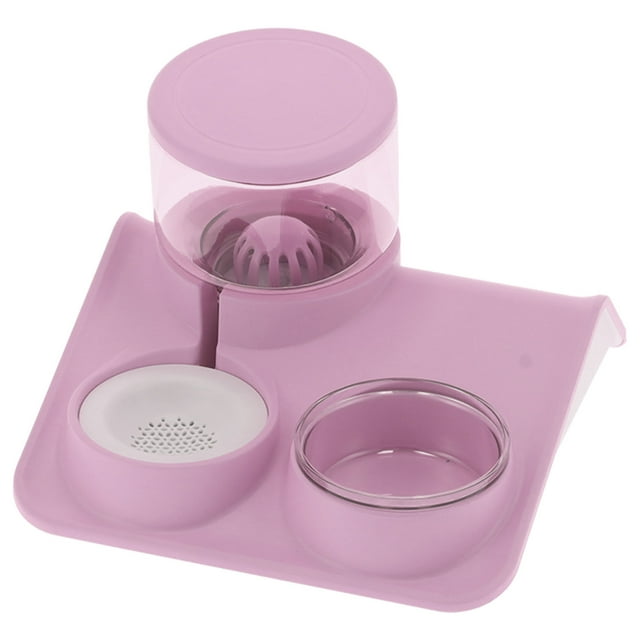 Dispensador de agua para mascotas y juego de cuencos de comida para gatos, dispensador de agua automático de 1,8 L, alimentador de alimentos, color rosa
