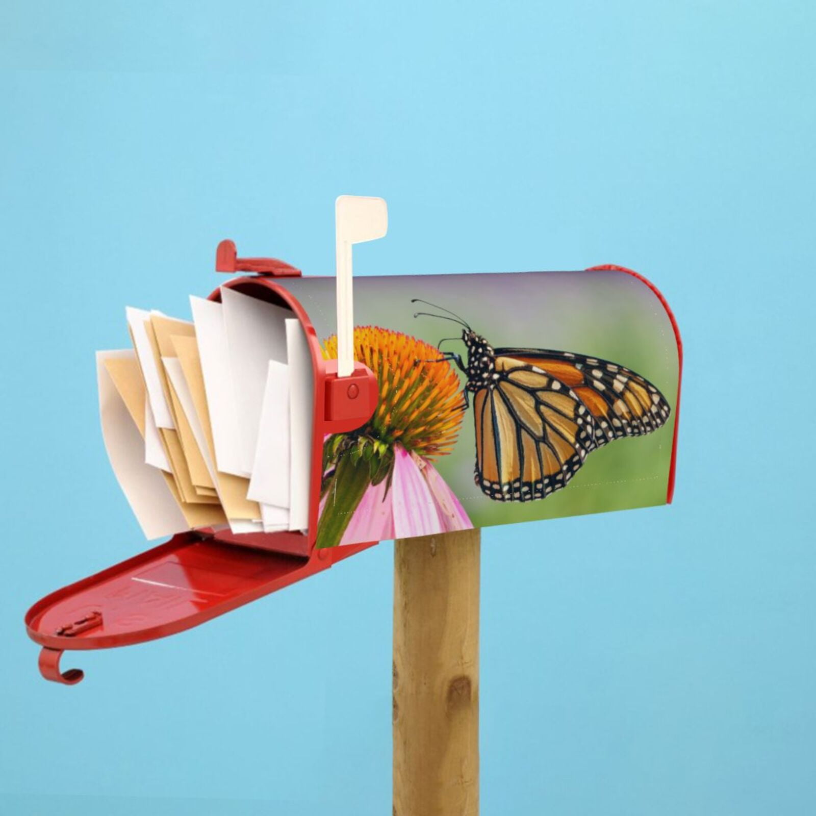 Logiee A monarch butterfly Print Post Letter Box Wrap Decor, Mailbox Cover Suitable for Standard Mailbox and Large Size Mailbox,Outdoor Yard Decoration-25.5x21 in