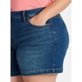 thumbnail image 4 of Terra & Sky Women's Plus High Rise A-Line Denim Shorts, 5" Inseam, Sizes 16W-26W, 4 of 5