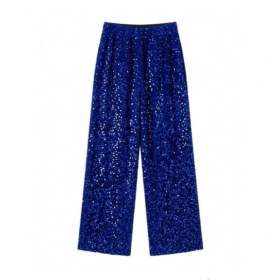 DHFJKG Women's Glitter Pants Sparkling Night Out Party High Waisted Loose Fit Straight Leg Pants Shiny Stylish Trousers