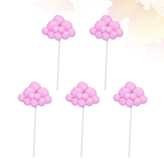 Raindrops 5Pcs Pink Woolen Yarn Cake Picks for Party Cupcake Decoration Safe for Birthday Cakes