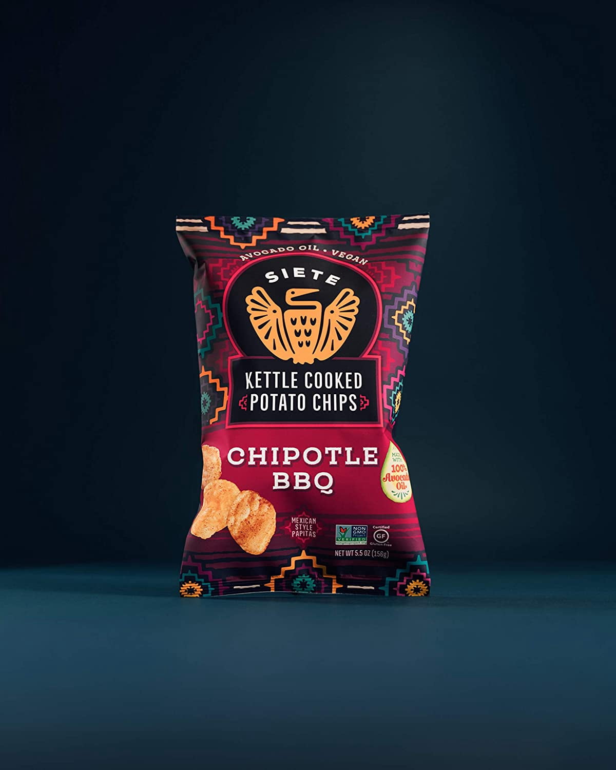 Siete Grain Free Kettle Cooked Chipotle BBQ Potato Chips, Gluten-Free, Paleo, Vegan, Non-GMO, 5.5 oz bags, Pack of 6