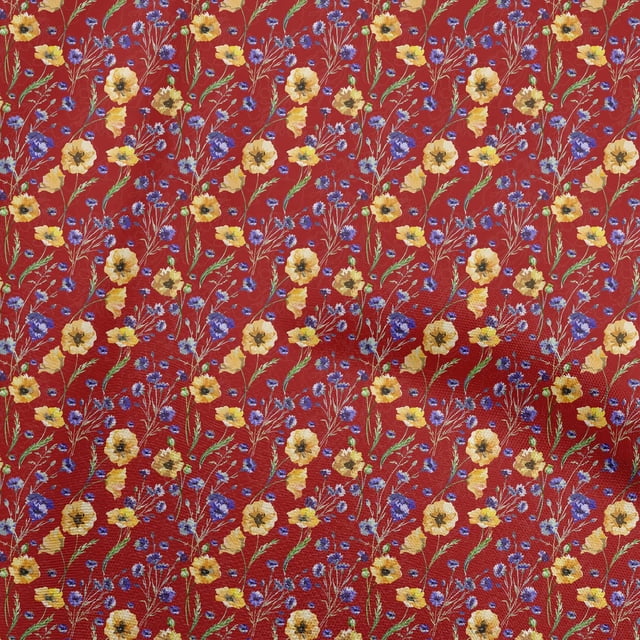 oneOone Polyester Spandex Yellow Fabric Floral Sewing Craft Projects Fabric Prints By Yard 56 Inch Wide