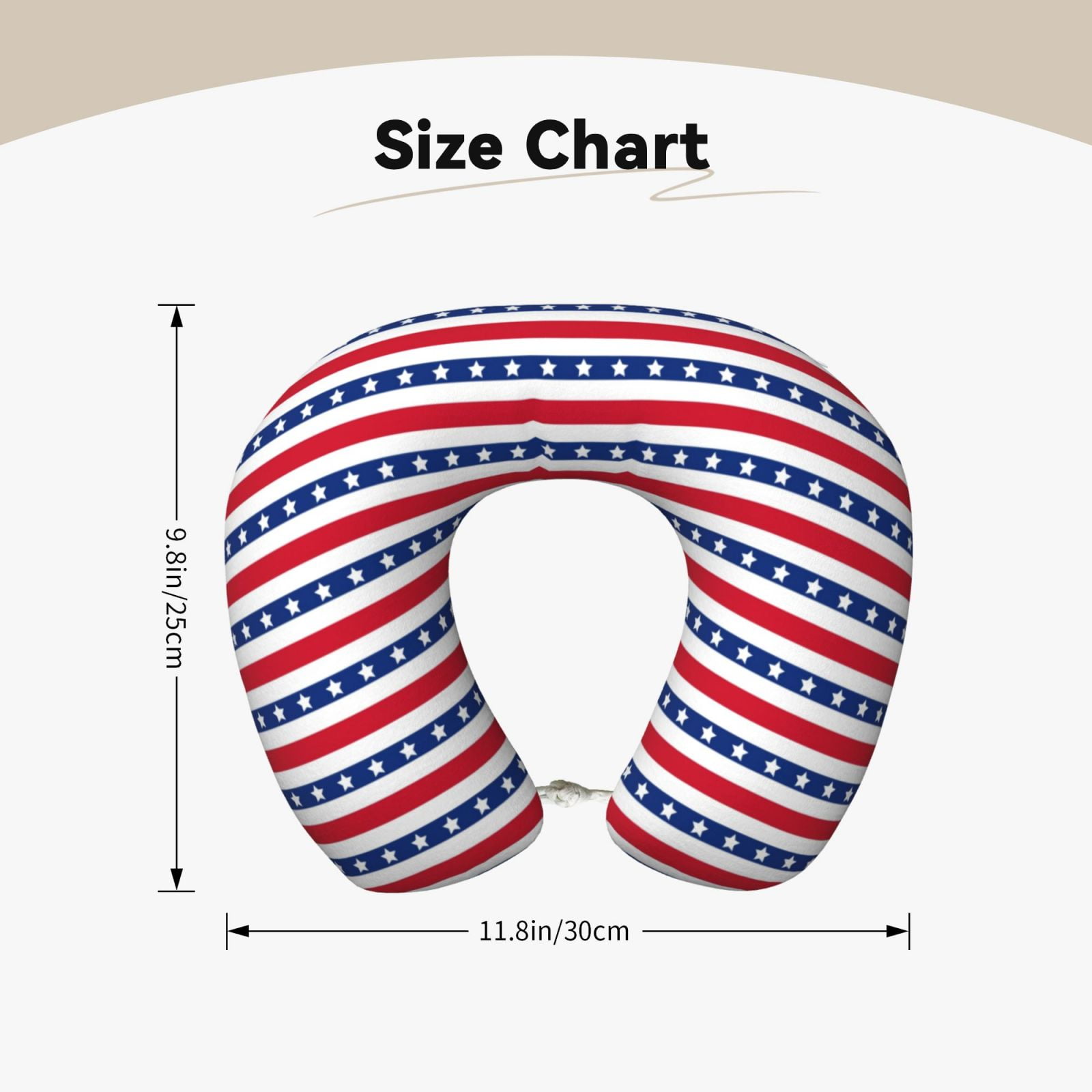 Xecao American Patriotic Stars And Stripes Print Memory Foam Cervical Neck Pillow Versatile U-Shaped Pillows for Home,Office,Camping,Travelling,Soft Washable Cover
