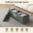 thumbnail image 4 of Giantex 43” Folding Storage Ottoman Bench, Linen End of Bed Bench w/Padded Seat, Pocket & Divider, Foot Stool Footrest Storage Chest, Grey, 4 of 8