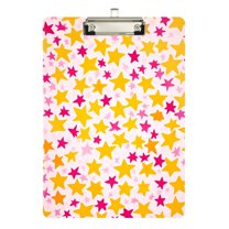 FORMRS Acrylic Clipboard with Low Profile Clip Standard A4 Letter Size, 12.5" x 9", Light Pink Stars