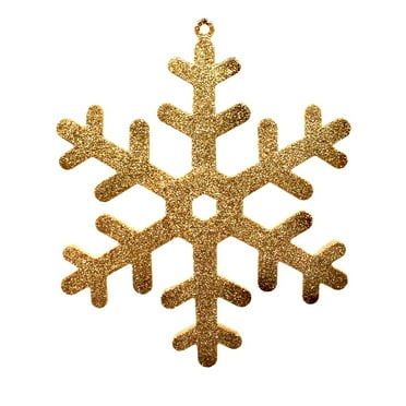 Glitter Snowflake Ornament, Champagne, 7-inch