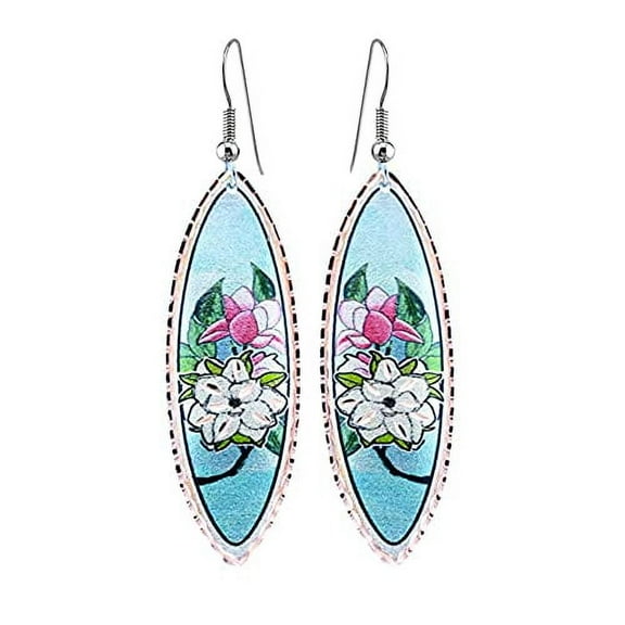 Artisan-crafted Copper Tribal Earrings/Turtle/Bear/Dragonfly/Butterfly/Eagle/Hummingbirds/SW Motifs/Maple/Sunflower/Magnolia/Arrows/Horses (Magnolia)