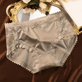 thumbnail image 2 of Fulorrnie Mid Rise Lace Satin Women's Panties Silk Lined Gusset Seamless No Show Underwear Decorative Bow Detail, Coffee, L, 2 of 4
