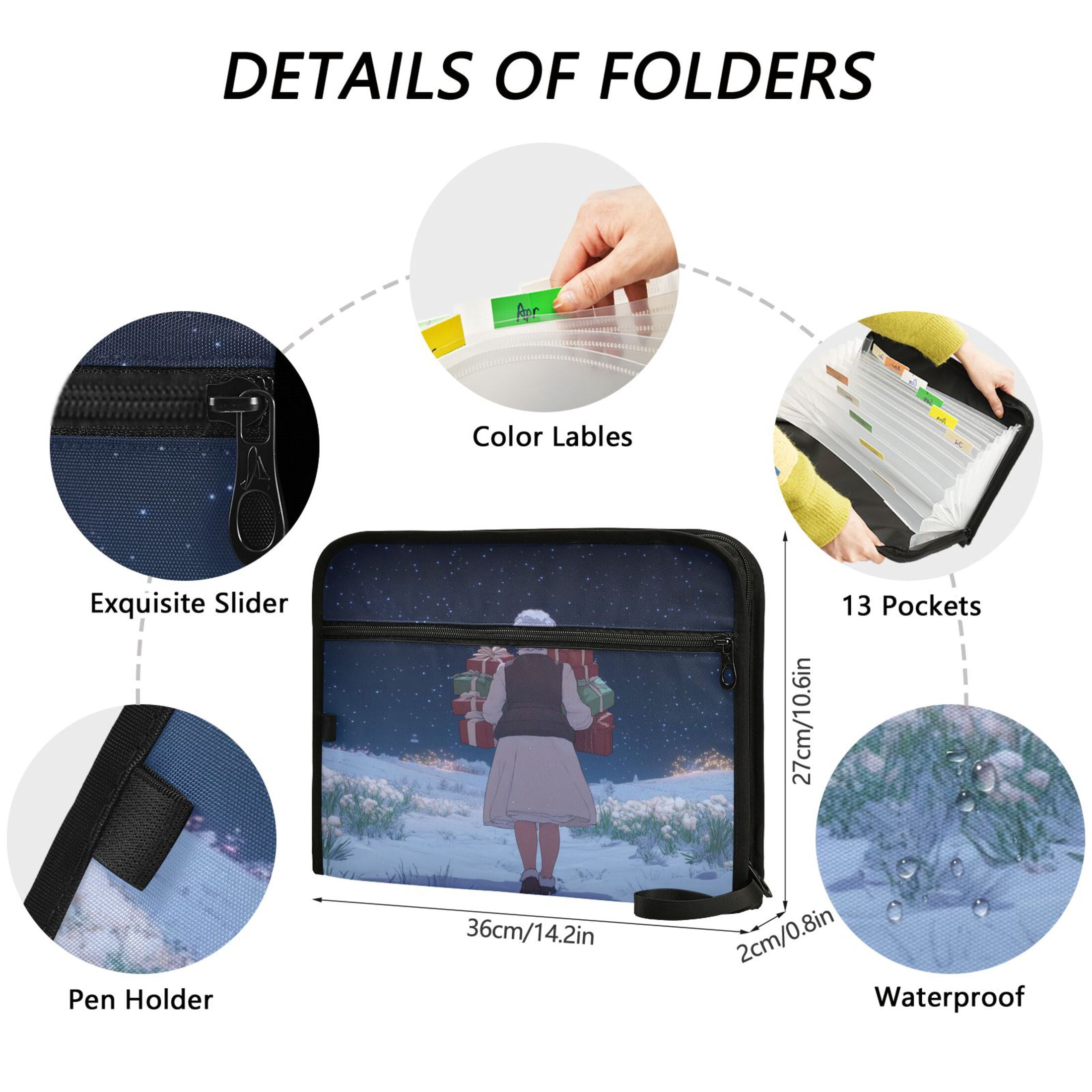 WOBOGO Gift Giving Granny Expanding File Folder Letter Size Accordion Filing Organizer 13 Pocket Separate Organ Pocket
