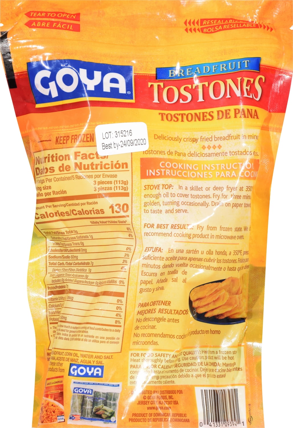 Goya Tostones De Pana Packaged Fried Breadfruit Appetizers 20 oz