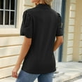 thumbnail image 6 of Sakmal Tops Short Sleeve Black Solid Collared Puff Sleeves T-Shirts Plus Size Ladies Shirts, 6 of 6