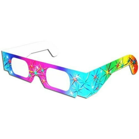 3D July Fourth Fireworks Glasses w Rainbow Frames Pattern Diffraction Lenses- Pack of 10, Colorful Rainbow Spectrum Frames By 3Dstereo Glasses