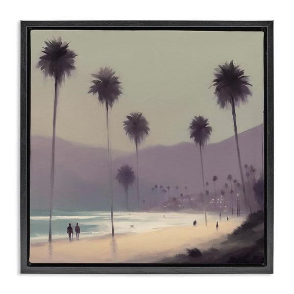 Stupell Industries Coastal Looming Palms Beach Black Floating Frame Canvas Art, 18 x 18, by Noah Bay