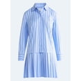 thumbnail image 5 of Free Assembly Women's and Women's Plus Striped Drop Waist Shirtdress with Long Sleeves, Sizes XS-4X, 5 of 5