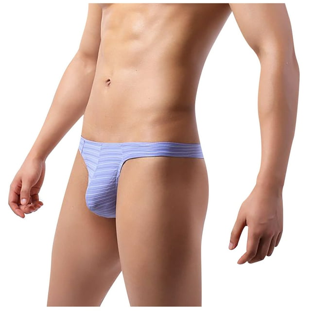 TIHLMK sous-Vêtements pour Hommes Taille Basse Mode Rayures Colorées String Confortable