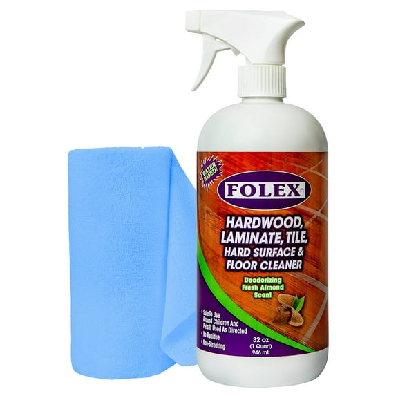 Folex Hardwood, Laminate, Tile, Hard Surface & Floor Cleaner with Reusable Cleaning Cloth, Fresh Almond Scent, Residue and Streak Free - 1 Pack