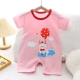 thumbnail image 2 of Quealent Baby Girl Boy Clothes Short Sleeve Cartoon Animals Infant One-Piece Rompers Summer Outfit (Red, 6-9 Months), 2 of 4