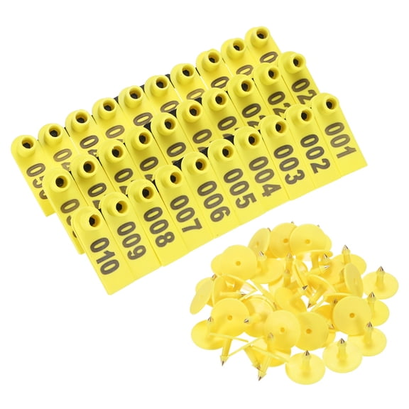 50-Pack Sheep Ear Tags 001-050 Number, TPU Livestock Ear Tags for Cows/Sheep/Cattle/Pig [Yellow]