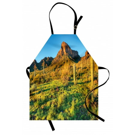

Saguaro Apron Picacho Peak at Sunrise Surrounded by Barren Area Hostile Living Contidions Theme Unisex Kitchen Bib Apron with Adjustable Neck for Cooking Baking Gardening Green Blue by Ambesonne