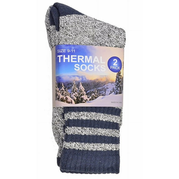 Soxnet Eco Friendly Heavy Weight Recycled Cotton Thermals Boot Socks 2-Pack (9-11, Stripe Blue)