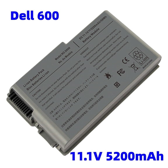 New Laptop Battery for Dell Latitude D600 D505 D610 D520 D500 D510 D530 / 600M, fits P/N C1295 6Y270 3R305 (6 Cells 11.1V 5200mAh)