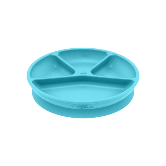 green sprouts Learning Plate | Helps toddler develop independent eating skills | Heat-resistant silicone, Suction cup base with easy-release tab, 4 sections marked to measure portions, Dishwasher safe