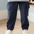 thumbnail image 4 of ATOGUTA Boys Cargo Pants Size 2T-7 Elastic Waist Athletic Joggers for Running Sports Outdoor School Uniform Navy, 4 of 6