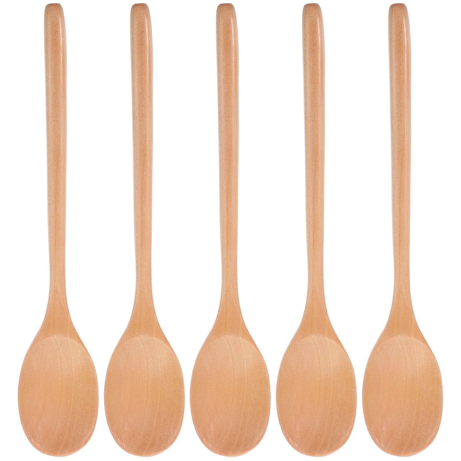 5pcs Wood Soup Spoons Eating Spoons Mixing Stirring Spoons Long Handle