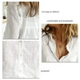 thumbnail image 4 of Sarapandan Womens V Neck Roll Up Sleeve Button Down Top Solid Color Breathable for Date Work Daily Shopping White XL, 4 of 5