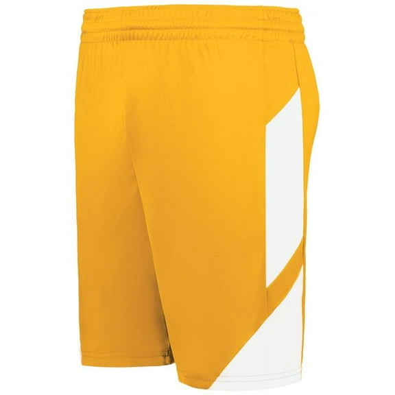 Augusta Sportswear 1737.245.M Youth Step-Back Modern Fit Basketball Shorts, Gold & White - Medium