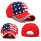 thumbnail image 3 of EeaseMX Gorra de béisbol con bandera estadounidense y patriotismo, con brillantes diamantes de imitación, para mujer (roja), 3 of 7