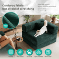 thumbnail image 5 of 78" Green Corduroy Sectional Sofa Bed – Foldable, Compressed, Convertible Sofa with Pillow Back Support, Armrests, Memory Foam Comfort for Living Room, Office, or Dorm, 5 of 9