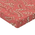 thumbnail image 2 of Ambesonne Coral Fitted Sheet, Leaves Twigs Botanical, Queen Size, Coral Peach Black, 2 of 3