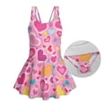 thumbnail image 4 of Uorisanigo Pink Heart Girls Swimsuit One Piece Modest Beach Swim Dress with Skirt Summer Swim Dress Pool Party, Size 3-4, 4 of 6