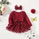 thumbnail image 5 of Odeerbi Niñas Rib Knit Mariposa Tul Vestido Primavera Otoño Manga Larga Gran Lazo Princesa Vestidos Encaje Bordado Malla Vestido, 5 of 9
