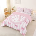 thumbnail image 2 of Manfei Cute Bow Tie Letter Monogrammed A Full Size Comforter Sets 3 Pieces for Girls Women,Kids Teens Princess Stripes Bowknot Bedding Sets,Pink Reversible,Luxury Bedroom Decor, 2 of 6