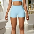 thumbnail image 2 of Women's High Waist Athletic Shorts for Yoga and Fitness- Small, Light Blue, 2 of 6