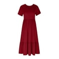 thumbnail image 3 of SuoKom Robe de Collation des Grades Robe d'Été pour Femme Décontractée à Manches Courtes Robe à Col en V Robe Décontractée Fluide à Volants Robe Maxi de Plage avec Poches Robe Maxi pour Femme en Liquidation, 3 of 5