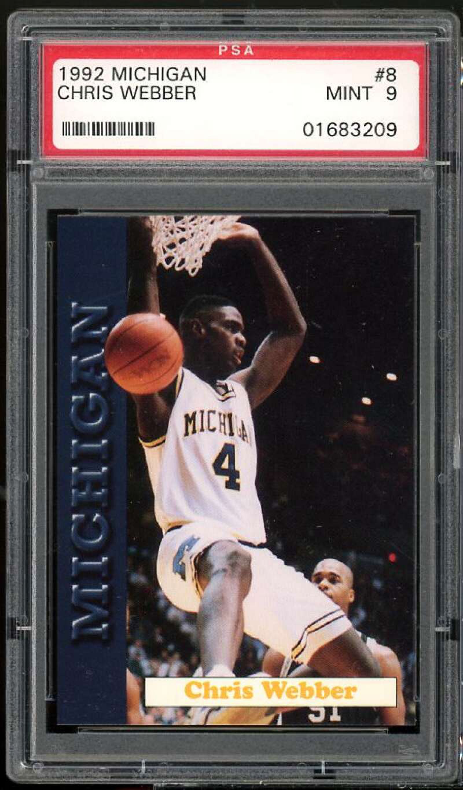 Chris Webber Rookie Card 1992 Michigan #8 PSA 9
