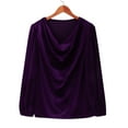thumbnail image 4 of Women's Gold Velvet V-Neck Long Sleeve T-Shirt Fashion Casual Loose Fit Top for Autumn Winter Comfort Wear Purple XXL, 4 of 9