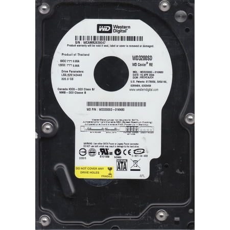 WD3200SD-01KNB0, DCM HSCHCAJCH, Western Digital 320GB SATA 3.5 Hard Drive