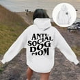 thumbnail image 2 of Hpapadks Womens Hoodie Funny Social Dog Mom Print Long Sleeve Loose Hooded Top for Dog Lovers Womens Sweatshirt White XL, 2 of 6