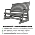 thumbnail image 2 of Mosbrisa HIPS Patio Glider 3 Seat with Cup Holders, Heavy Duty 900 lbs for Outdoor, Grey, 2 of 6
