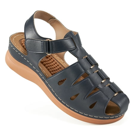 

Womens Summer Comfort Wedge Sandals Low Heel Non-Slip Flat Sandals Massage Function