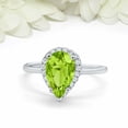 thumbnail image 3 of HeartsAndYou 3ct Natural Peridot & Diamond Ring Halo Minimalist 100% 14k SOLID White Gold, 3 of 9