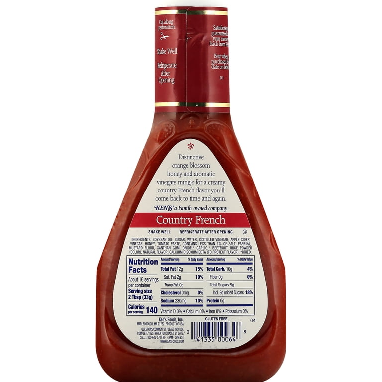 ken's country french dressing with orange blossom honey Ken's Steak House Country French with Orange Blossom Honey Dressing 16 fl oz